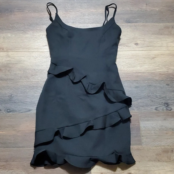 Saints & secrets ruffled little black mini dress nwt - Picture 1 of 7